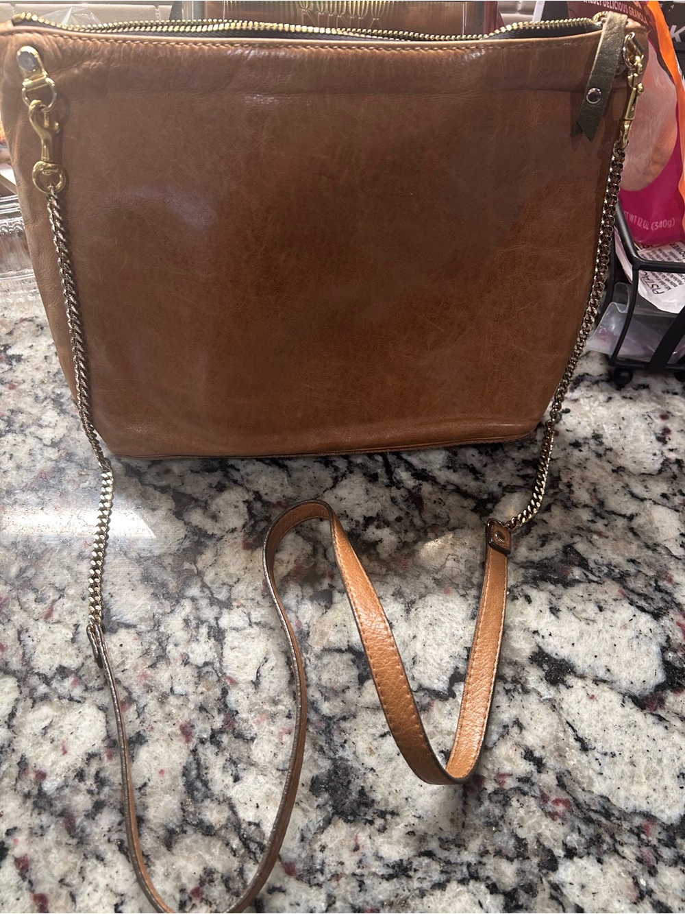 OG Blair Ritchey chestnut Women’s Tan Leather Crossbody Bag with Chain Strap